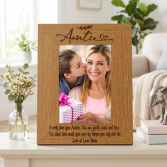 Wooden Auntie Photo Frame Gift Portrait With Sentiment and Leaf Design Photo Frame ukgiftstoreonline