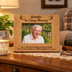 Grandpa Memorial Photo Frame | Engraved 4x6 Solid Wood Keepsake Grandpa Photo Frame ukgiftstoreonline