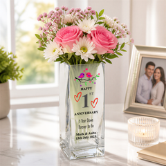 Personalised 1st Anniversary Flower Vase Gift For Couple Husband Wife Loving Memory Remembrance ukgiftstoreonline