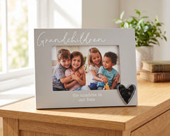 Grandchildren Silver Heart Photo Frame 6'x4' Picture with Sentiment, Freestanding and Gift Boxed photo frame ukgiftstoreonline
