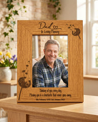 Dad Remembrance Photo Frame Personalised Portrait With Dandelions personalised photo frames ukgiftstoreonline
