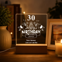 Personalised 30th Birthday LED Night Lamp Keepsake Gift Balloon Design Personalised Lights ukgiftstoreonline