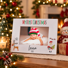 Personalised My First Christmas Colourful Photo Frame Landscape Photo Frame ukgiftstoreonline