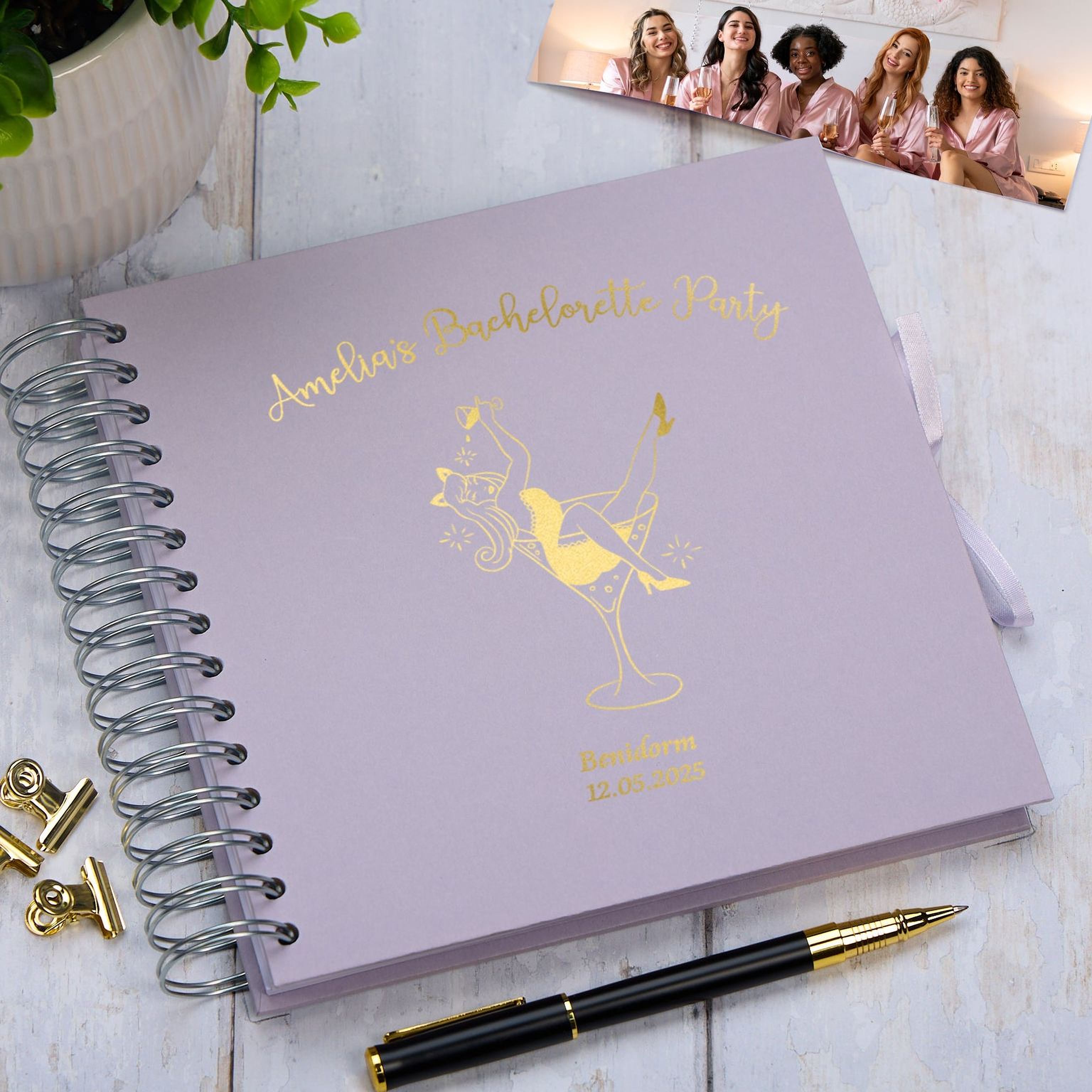 Personalised Hen Party Scrapbook – Elegant Spiral Bound Memory Book For Girls Photo Album ukgiftstoreonline