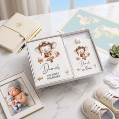 Personalised Animal Themed Baby Passport Cover and Luggage Tag Holder Gift Set Baby Product ukgiftstoreonline