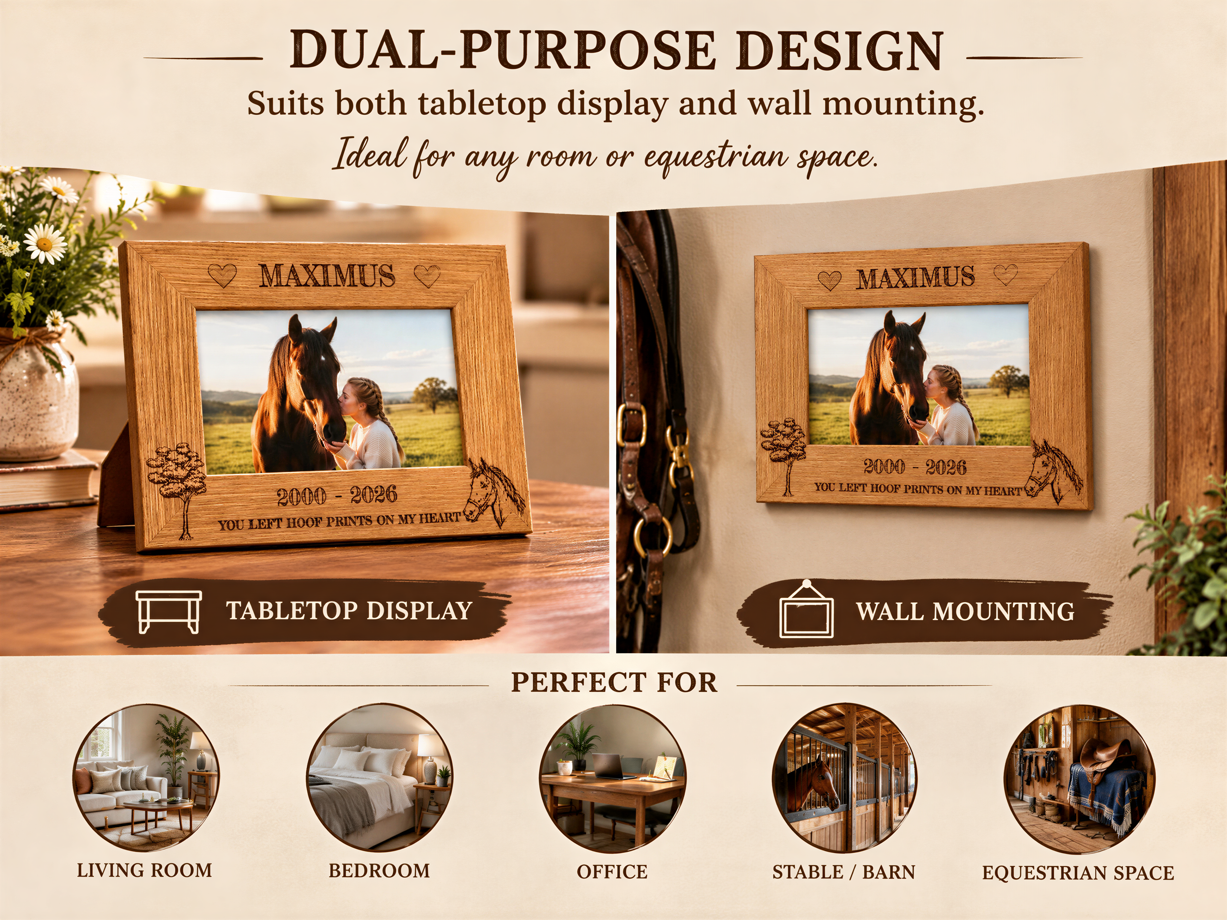 Personalised Engraved Horse Remembrance Memorial Photo Frame gift personalised photo frames ukgiftstoreonline