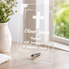 Personalised Baptism Gift Keepsake Glass Plaque Engraved Personalised Crystal Glass ukgiftstoreonline