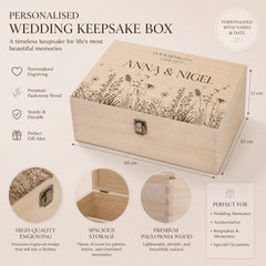 Personalised Wedding Memory Keepsake Box Gift With Wildflower Design Keepsake Memory Box ukgiftstoreonline