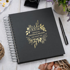 Personalised Large Wedding Photo Album With Flowers, Leaves and Names