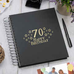 Large 70th Birthday Photo Album Memory Keepsake Gift With Stars Multiple Colours
