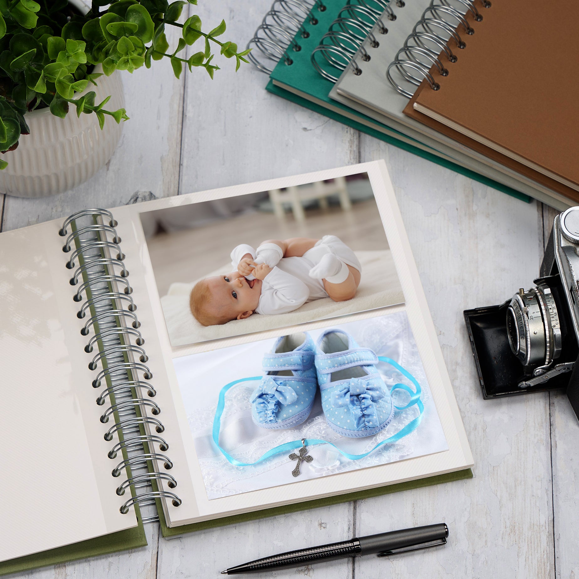 Personalised Christening Day Photo Album With Multiple Colours and Cross