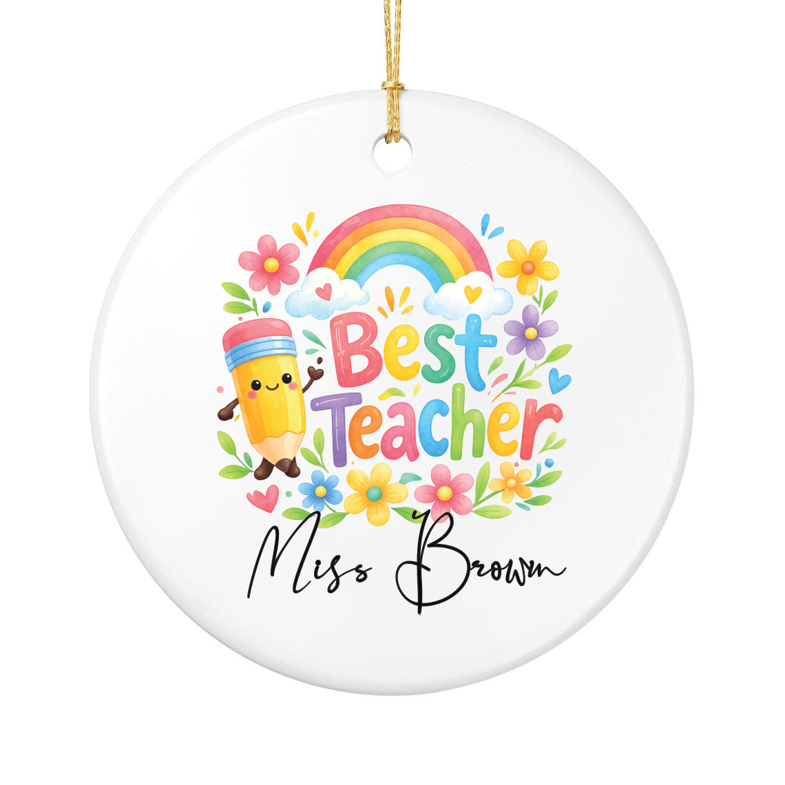 Personalised Best Teacher Ornament Keepsake Gift for End Of Year Leaving Present