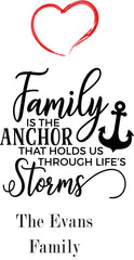 Personalised Family Anchor Sentiment Lamp With Wood Base Night Light