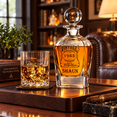 Personalised Birthday Vintage Glass Whiskey Decanter Gift Whiskey Decanter ukgiftstoreonline