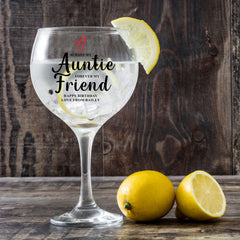 Personalised Auntie Birthday Gin Cocktail Drink Glass Any Occasion