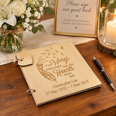 Personalised Funeral Guest Book | Large Engraved Wooden Scrapbook Scrapbook ukgiftstoreonline