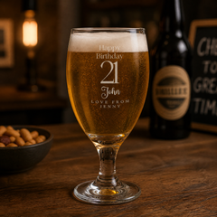 Personalised Beer Glass, 1 Pint Craft Cider Ale Gift For Him, Any Age Personalised Birthday Gift ukgiftstoreonline