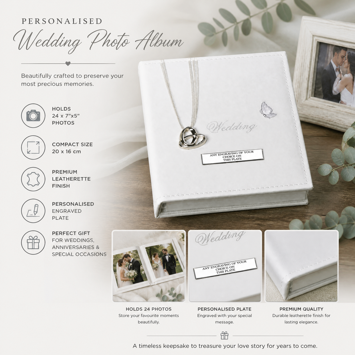 Personalised Wedding Album, 24-Photo 7X5 Picture Keepsake Gift wedding photo album ukgiftstoreonline