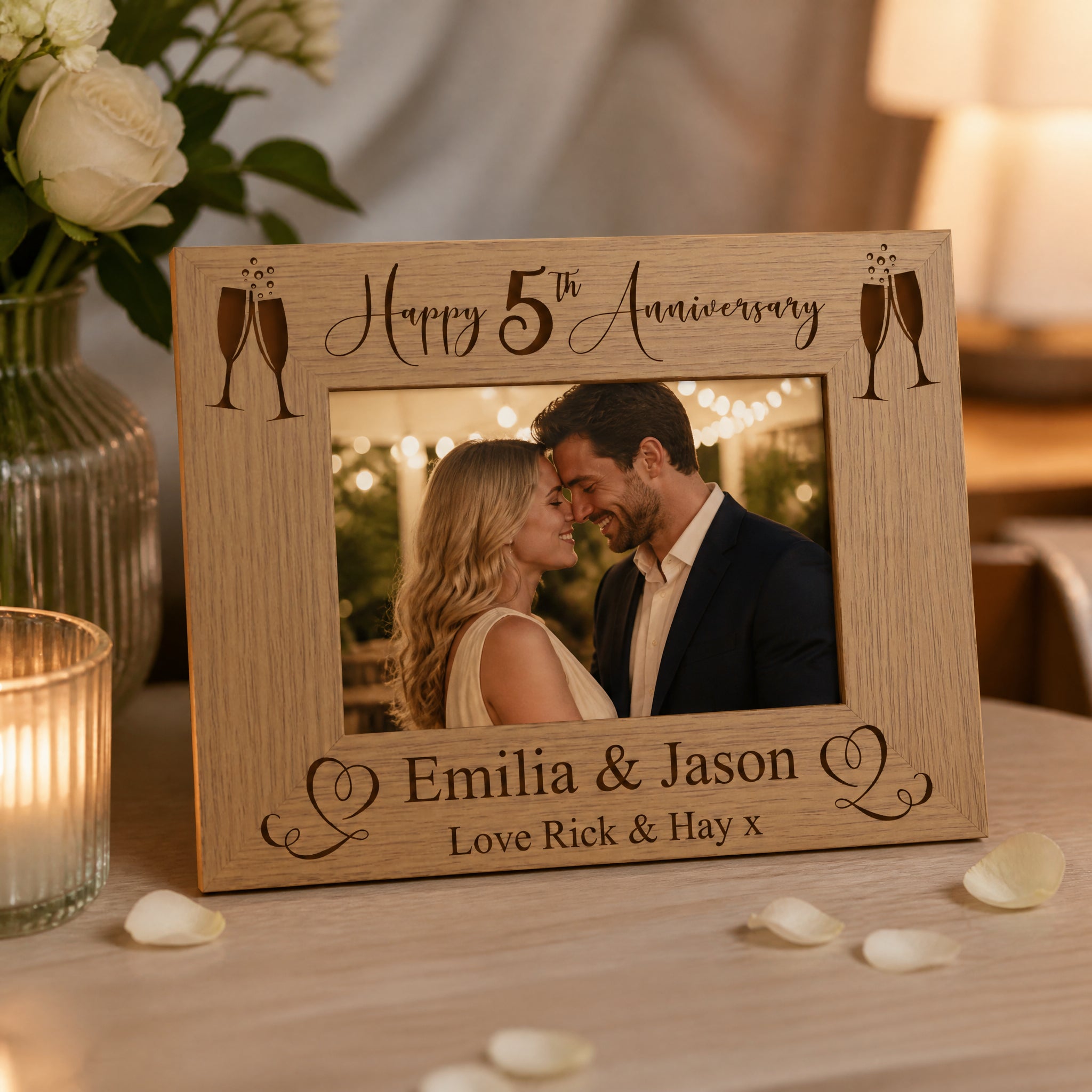 Personalised 5th Wedding Anniversary Wooden Photo Frame Gift personalised photo frames ukgiftstoreonline