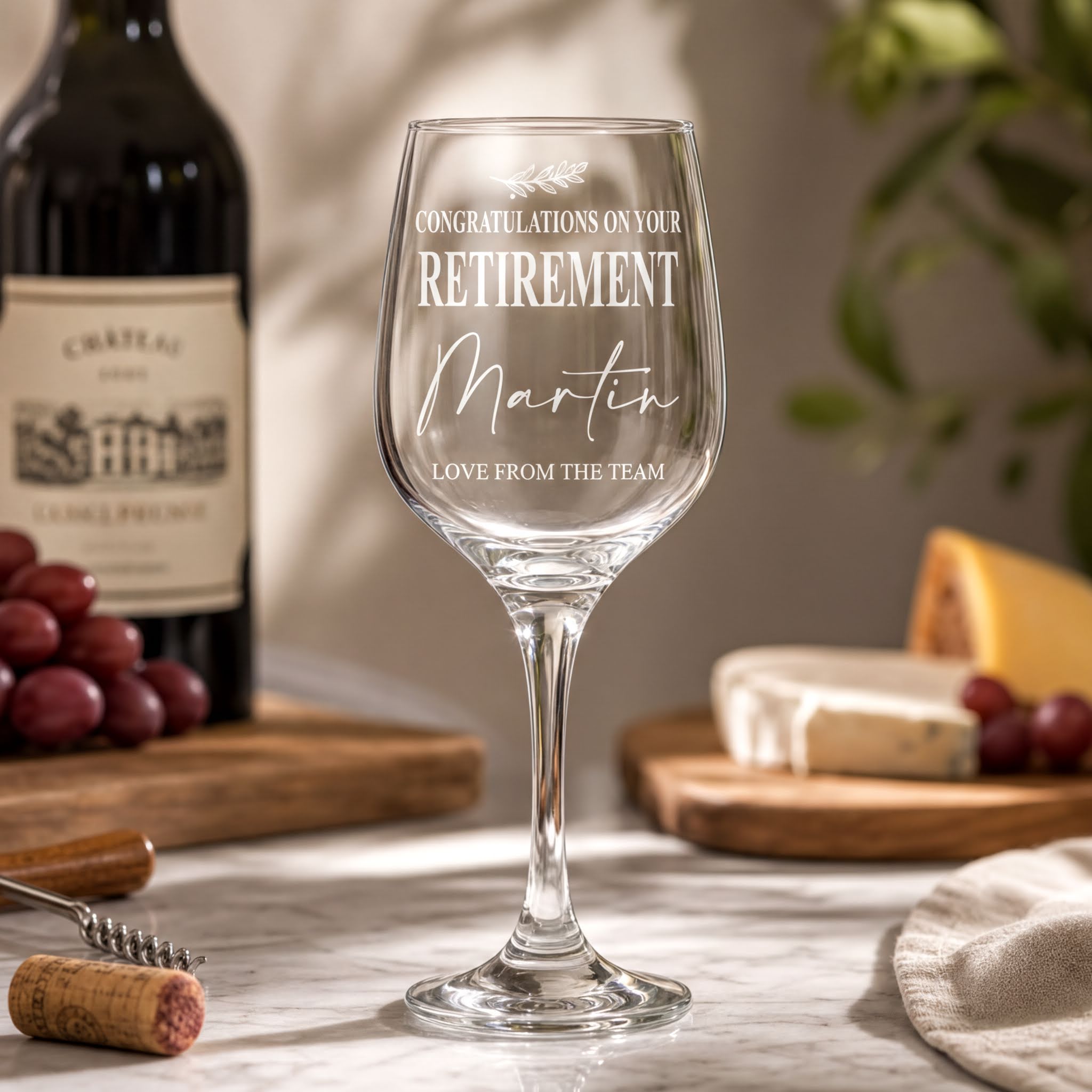 Personalised Retirement Wine Glass Gift Name & Sentiment Personalised Wine Glasses ukgiftstoreonline