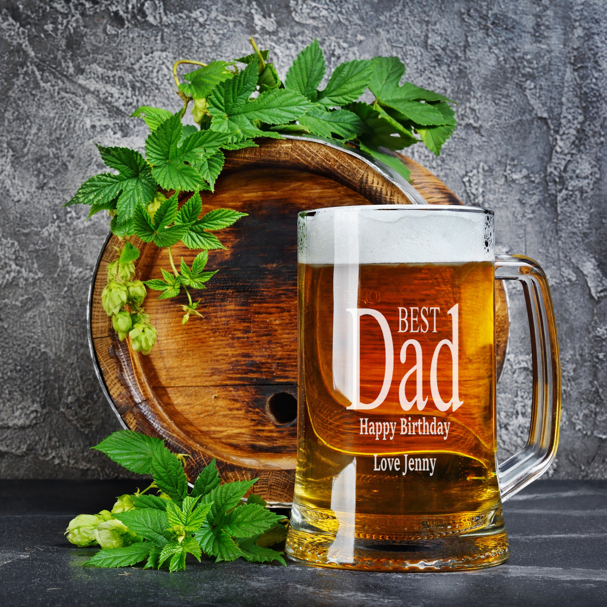 Personalised Engraved Dad Beer Glass Tankard One Pint Gift