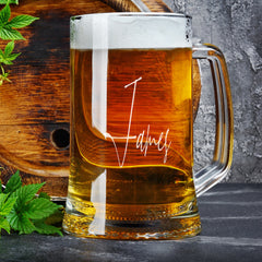 Personalised Name Signature Font Birthday Beer Tankard Glass Gift For Him