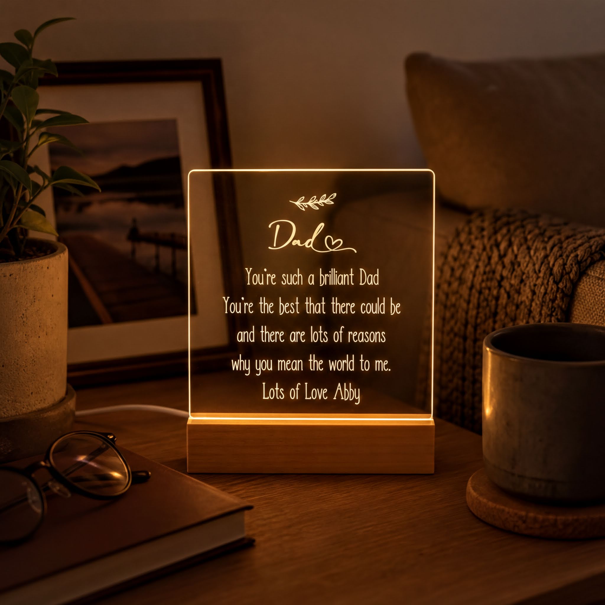 Personalised Dad Sentiment LED Night Lamp Keepsake Gift Personalised Lights ukgiftstoreonline