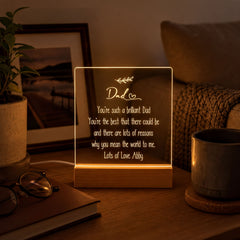 Personalised Dad Sentiment LED Night Lamp Keepsake Gift Personalised Lights ukgiftstoreonline