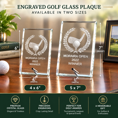Personalised Engraved Golf Award Trophy Glass Plaque Gift Personalised Crystal Glass ukgiftstoreonline
