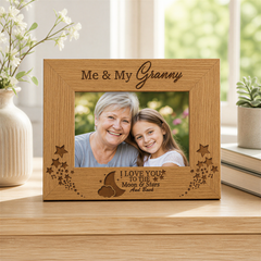Me and My Granny Love You To The Moon Oak Wood Finish Engraved Photo Frame Gift Photo Frame ukgiftstoreonline