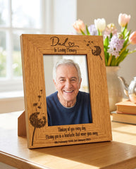 Dad Remembrance Photo Frame Personalised Portrait With Dandelions personalised photo frames ukgiftstoreonline