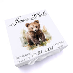 Personalised Baby Keepsake Box Memories Gift With Woodland Bear