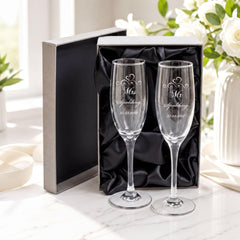 Personalised Champagne Glasses – Engraved Wedding Day Gifts Toasting Set ukgiftstoreonline