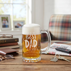 Personalised Engraved Best Dad In The World Father Day Birthday Christmas Beer Glass Gift personalised beer glasses ukgiftstoreonline