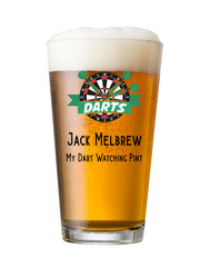 Personalised Darts Themed Beer Glass Gift For Birthday Or Events
