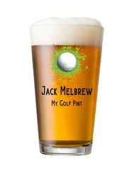 Personalised Golf Themed Beer Glass Gift For Birthday Or Events
