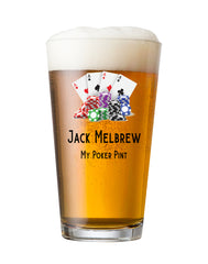 Personalised Poker Cards Themed Beer Glass Gift For Birthday Or Events