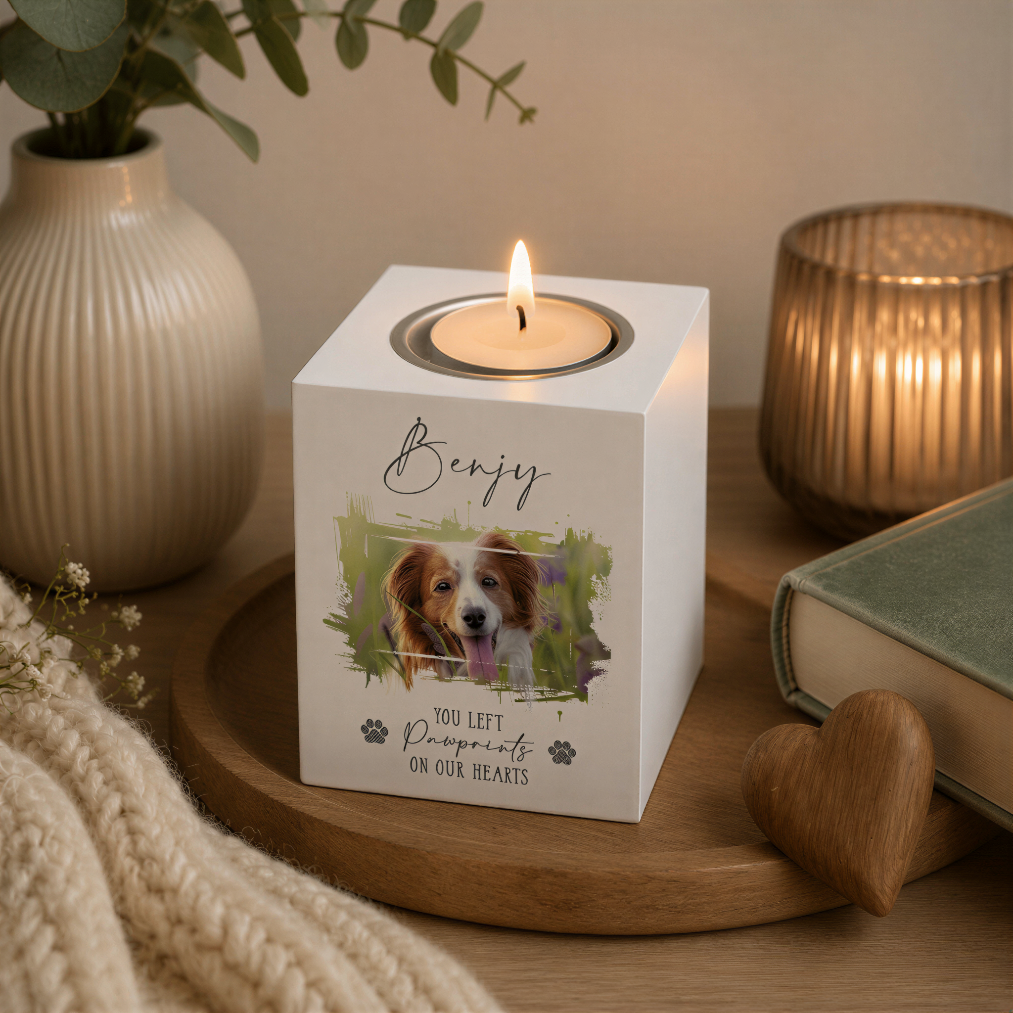 Personalised Remembrance Pet Memorial Photo Candle Tealight Holder Tea Light Holder ukgiftstoreonline