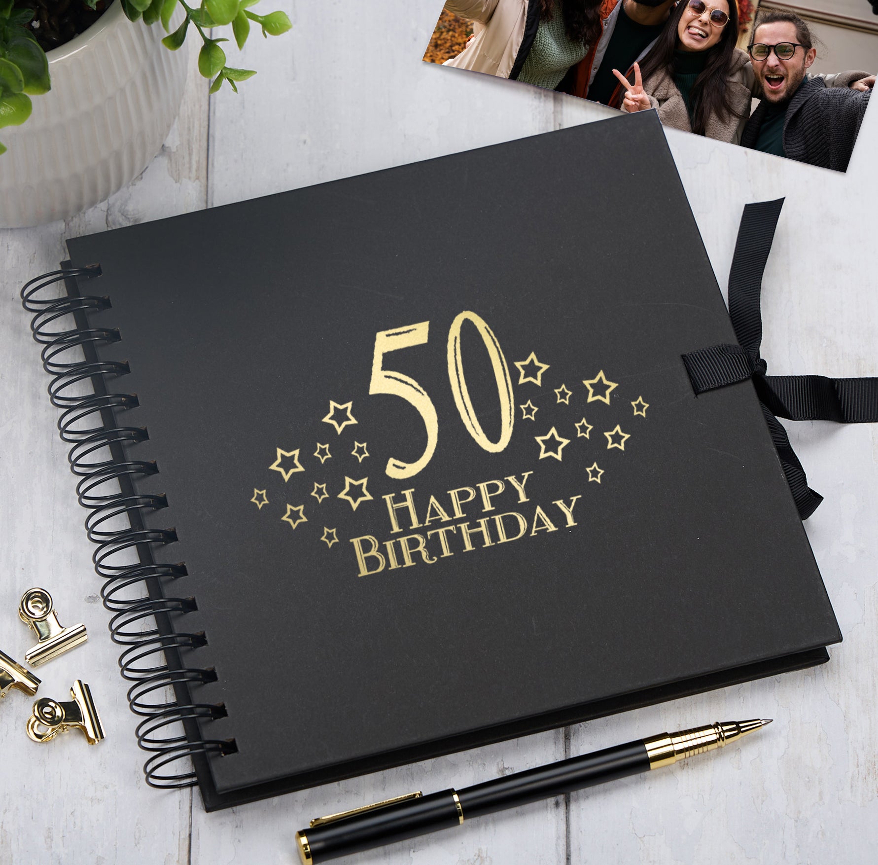 50th Birthday Memory Scrapbook Album With Star Design Various Colours Available