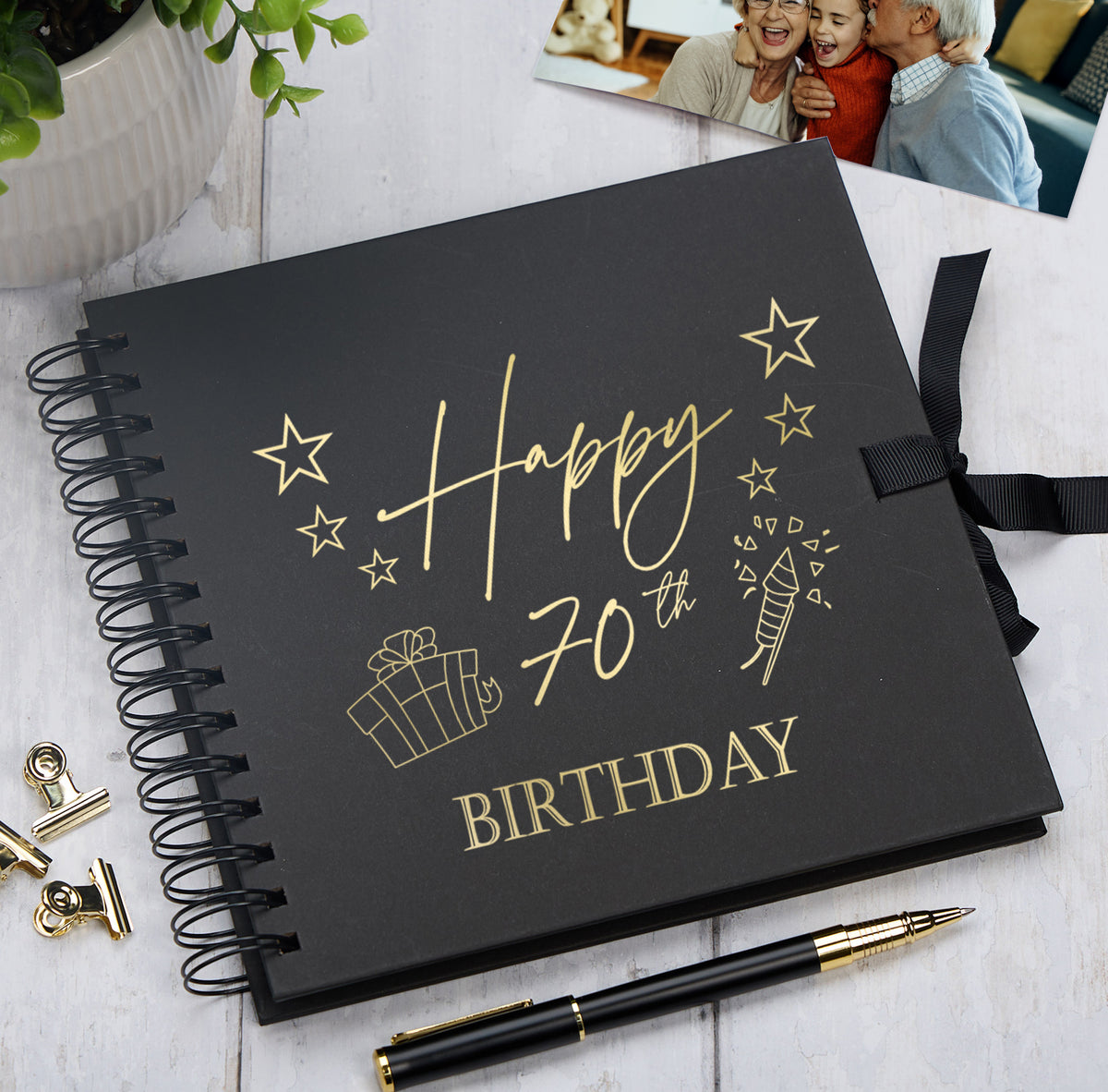 70th Birthday Memory Scrapbook Album With Present Design Various Colours Available