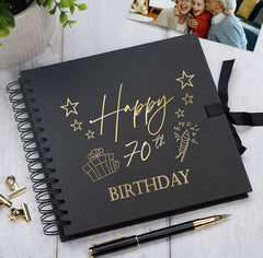 70th Birthday Memory Scrapbook Album With Present Design Various Colours Available
