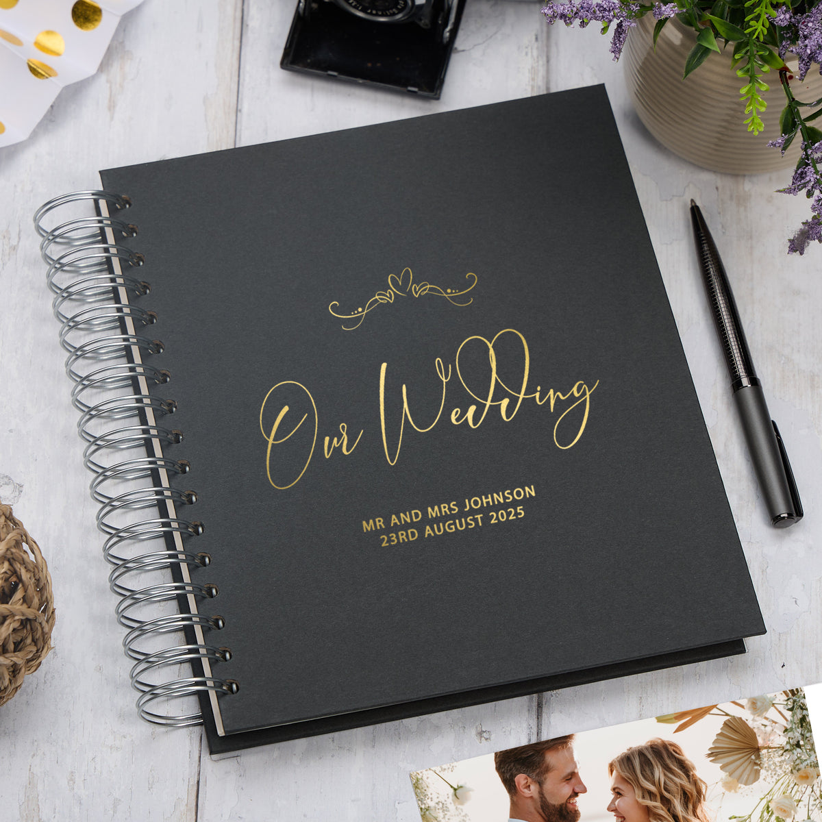 Personalised Large Wedding Photo Album With Heart, Multiple Colour Choice