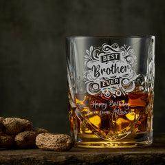 Customised Bespoke Personalised Crystal Cut Whisky Glass Gift For Brother Personalised ukgiftstoreonline