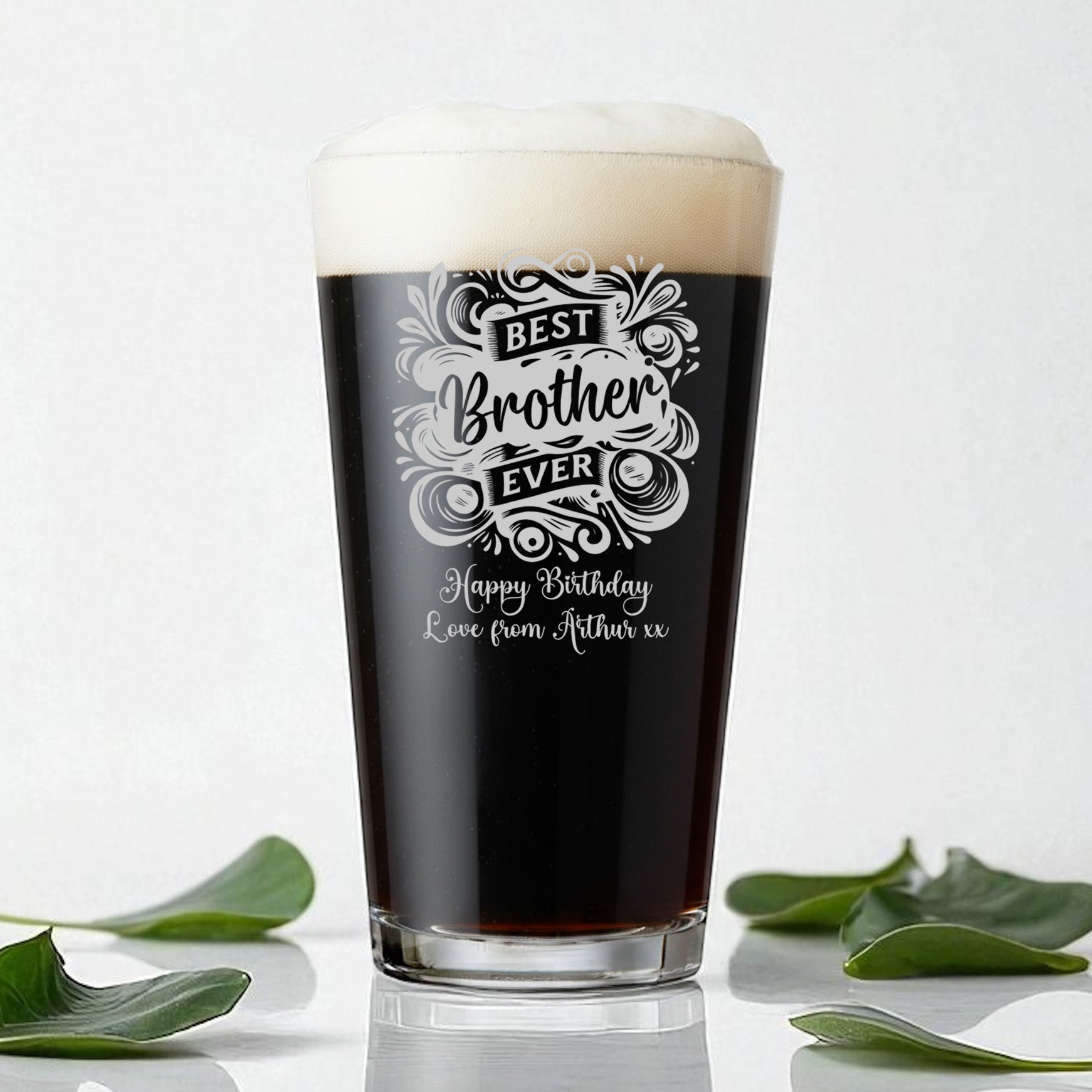 Personalised Engraved 1 Pint Beer Glass Gift For Brother