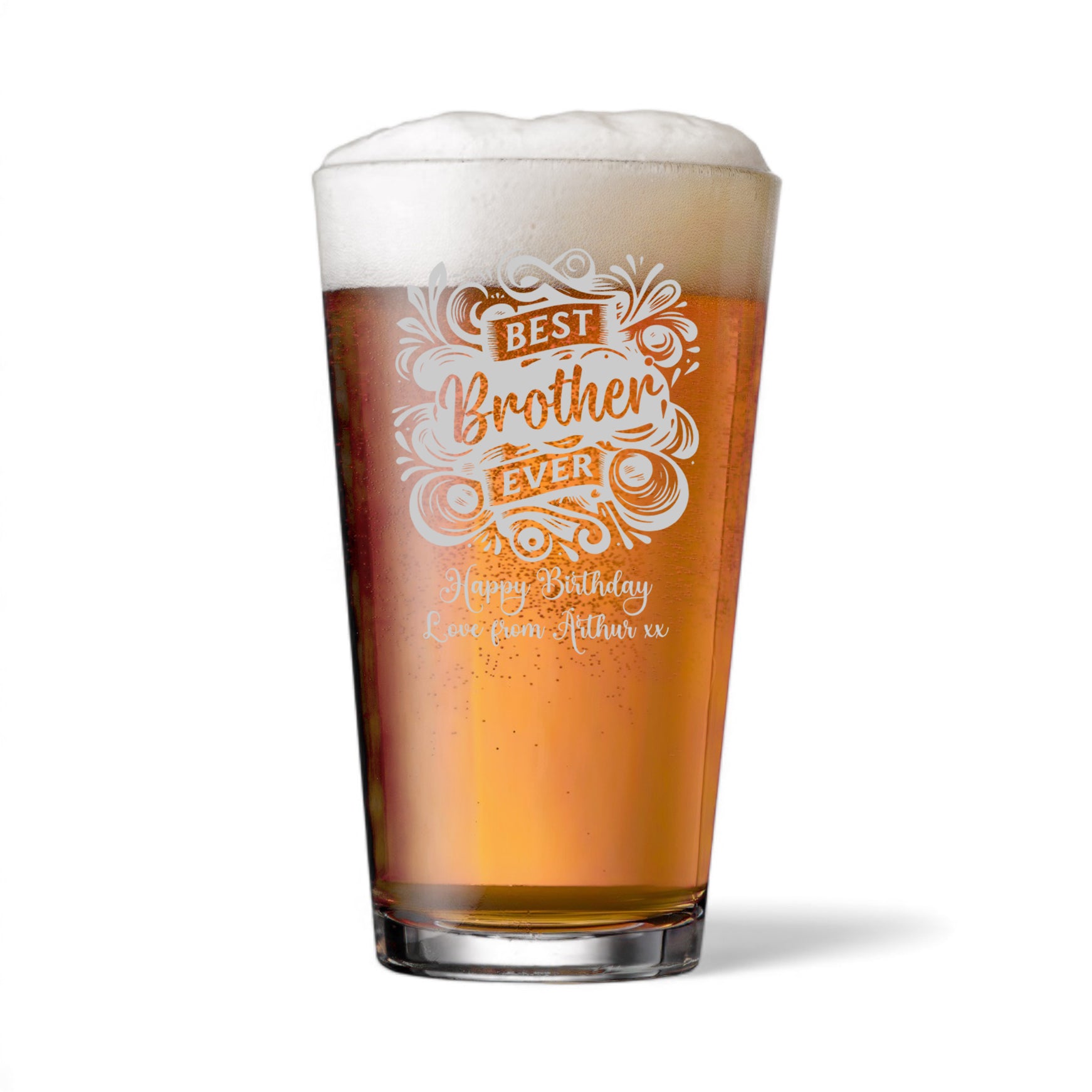Personalised Engraved 1 Pint Beer Glass Gift For Brother