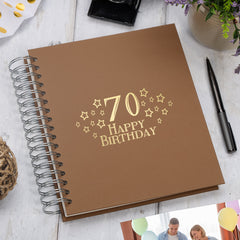 Large 70th Birthday Photo Album Memory Keepsake Gift With Stars Multiple Colours