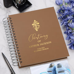 Personalised Christening Day Photo Album With Multiple Colours and Cross