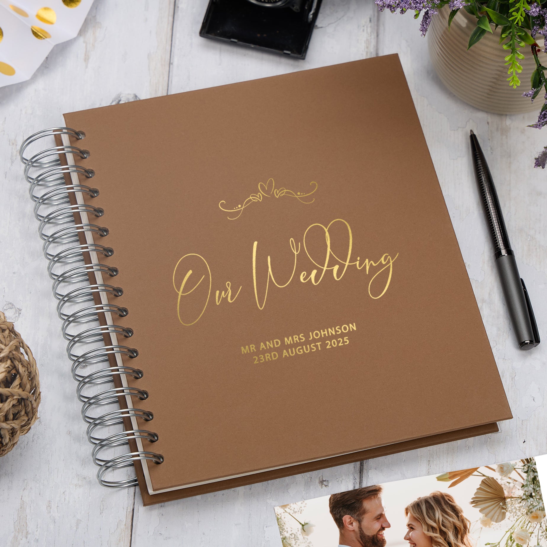 Personalised Large Wedding Photo Album With Heart, Multiple Colour Choice