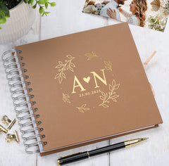 Personalised  Wedding Guest Book Reception Guestbook With Heart and Leaves