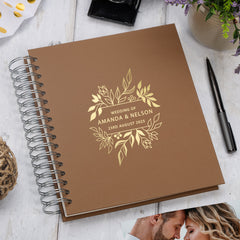 Personalised Large Wedding Photo Album With Flowers, Leaves and Names